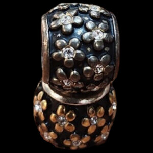 Brighton black bead with gold flowers Swarovski crystals in the center.